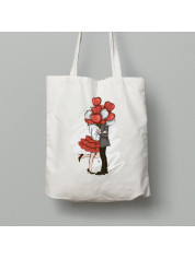 Екосумка шопер з бавовни 38х40см з романтичним принтом "Скромний поцілунок за кульками" (1246)