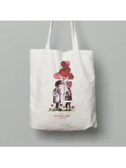 Екосумка шопер з бавовни 38х40см з романтичним принтом "Побачення та валентинка" (1247)