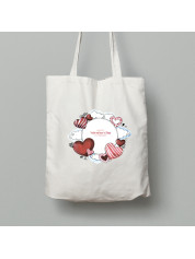 Екосумка шопер з бавовни 38х40см з романтичним принтом "Щасливого Св. Валентина (14 лютого)" (1248)