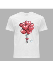 Футболка на день закоханих з романтичним принтом "Повітряні кульки з валентинкою - я тебе кохаю" (1249)