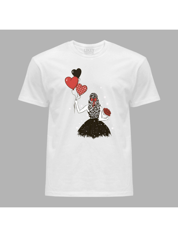 Футболка на день закоханих з романтичним принтом "Дівчина з валентинкою" (1251)