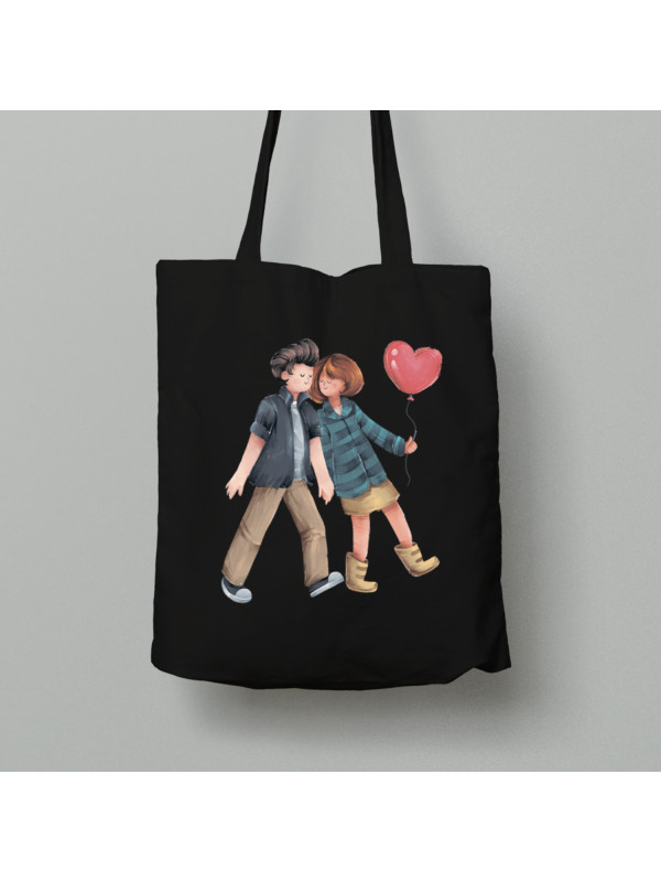 Екосумка шопер з бавовни 38х40см з романтичним принтом "З днем закоханих" (1254)