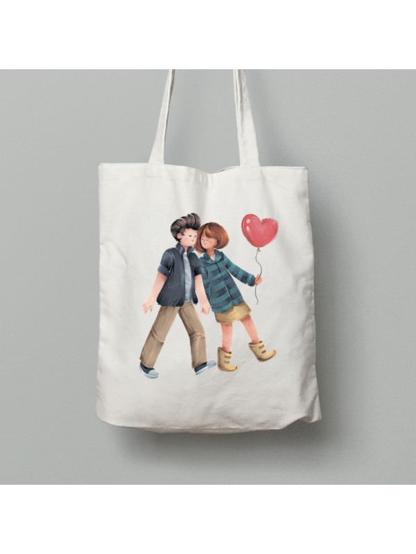 Екосумка шопер з бавовни 38х40см з романтичним принтом "З днем закоханих" (1254)