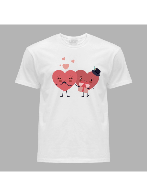 Футболка на день закоханих з романтичним принтом "Закохані серця" (1255)