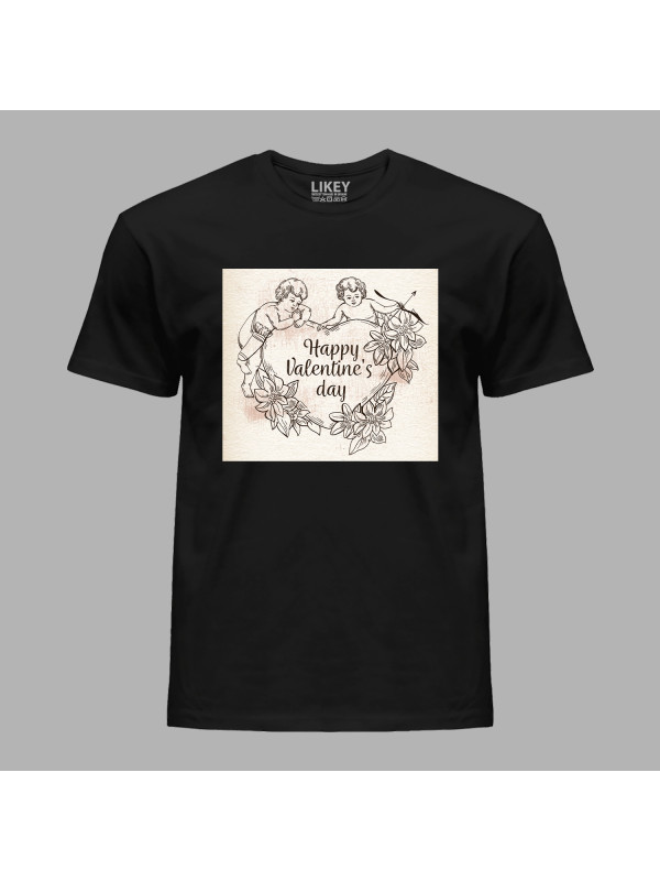 Футболка чоловіча з романтичним принтом "Янголи оберігають закохане серце" (1256)