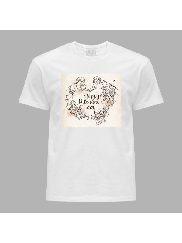 Футболка чоловіча з романтичним принтом "Янголи оберігають закохане серце" (1256)