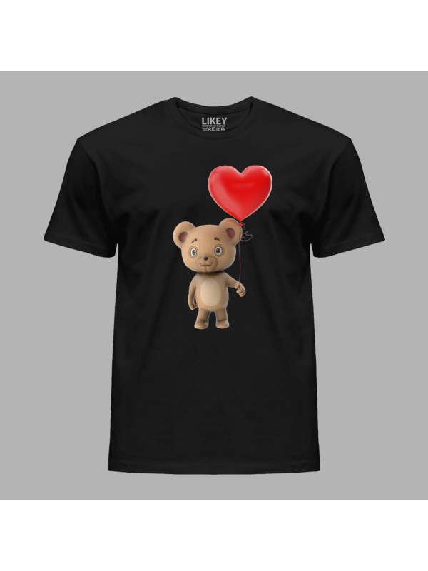 Футболка на день закоханих з романтичним принтом "Ведмежа і кулька-серце" (1257)