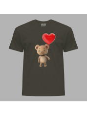 Футболка на день закоханих з романтичним принтом "Ведмежа і кулька-серце" (1257)