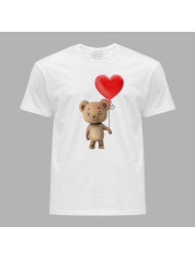 Футболка на день закоханих з романтичним принтом "Ведмежа і кулька-серце" (1257)