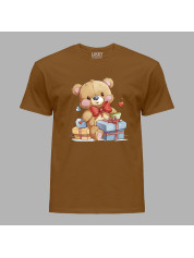 Футболка на день закоханих з романтичним принтом "Ведмежа і подарунки" (1259)