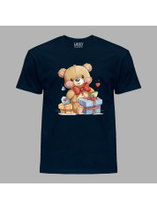 Футболка на день закоханих з романтичним принтом "Ведмежа і подарунки" (1259)