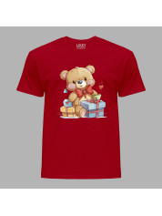 Футболка на день закоханих з романтичним принтом "Ведмежа і подарунки" (1259)