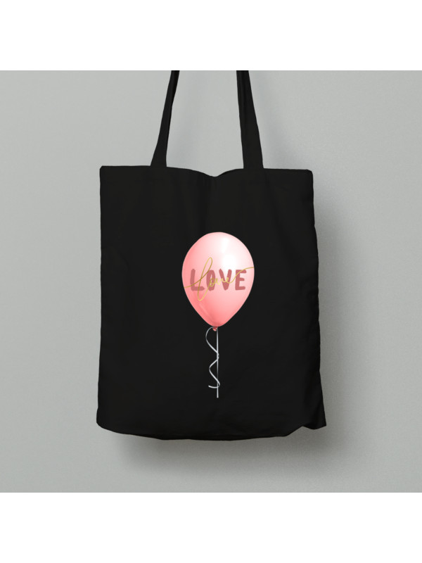 Екосумка шопер з бавовни 38х40см з романтичним принтом "Повітряна кулька з любов'ю" (1260)