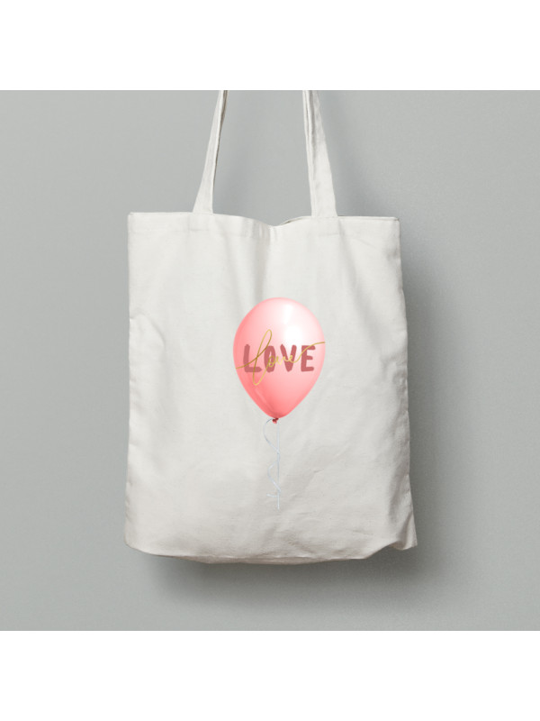 Екосумка шопер з бавовни 38х40см з романтичним принтом "Повітряна кулька з любов'ю" (1260)