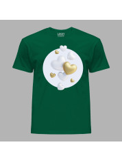 Футболка на день закоханих з романтичним принтом "Білі та золоті серця" (1261)