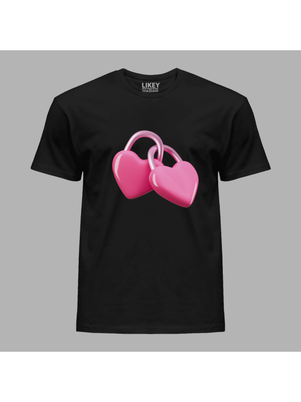 Футболка на день закоханих з романтичним принтом "Скріплені серця" (1262)