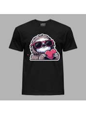 Футболка на день закоханих з романтичним принтом "Лінивець із серцем" (1265)