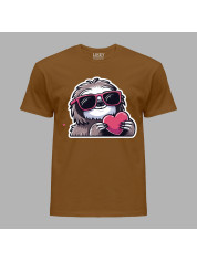 Футболка на день закоханих з романтичним принтом "Лінивець із серцем" (1265)