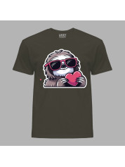 Футболка на день закоханих з романтичним принтом "Лінивець із серцем" (1265)