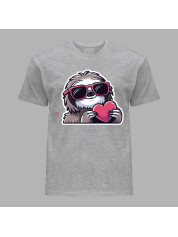 Футболка на день закоханих з романтичним принтом "Лінивець із серцем" (1265)