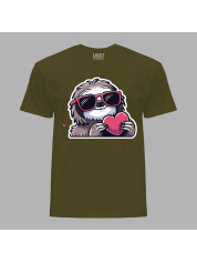 Футболка на день закоханих з романтичним принтом "Лінивець із серцем" (1265)