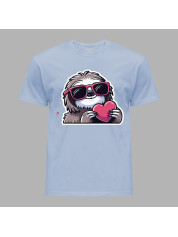 Футболка на день закоханих з романтичним принтом "Лінивець із серцем" (1265)