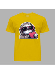 Футболка на день закоханих з романтичним принтом "Лінивець із серцем" (1265)