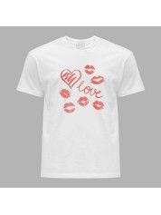 Футболка мужская с романтичным принтом "Губы, поцелуи, любовь" (1266)