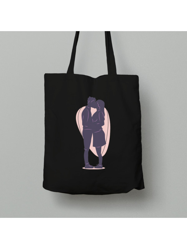 Екосумка шопер з бавовни 38х40см з романтичним принтом "Тінь кохання" (1268)