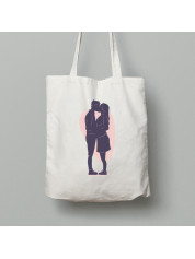 Екосумка шопер з бавовни 38х40см з романтичним принтом "Тінь кохання" (1268)