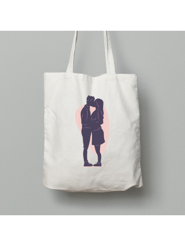 Екосумка шопер з бавовни 38х40см з романтичним принтом "Тінь кохання" (1268)