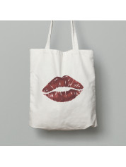 Екосумка шопер з бавовни 38х40см з романтичним принтом "Солодкі губи" (1269)
