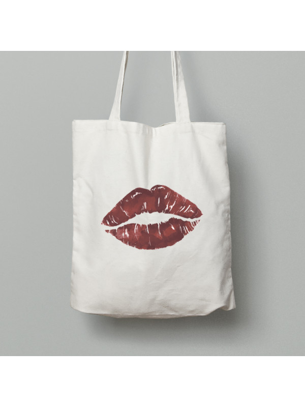 Екосумка шопер з бавовни 38х40см з романтичним принтом "Солодкі губи" (1269)