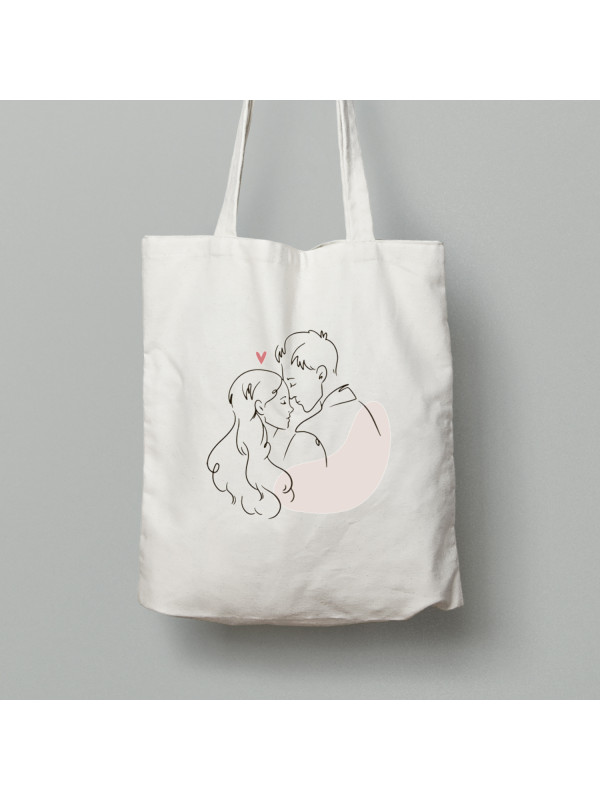 Екосумка шопер з бавовни 38х40см з романтичним принтом "Кохання між нами" (24011270)