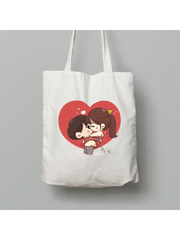 Екосумка шопер з бавовни 38х40см з романтичним принтом "Я тебе кохаю" (1271)