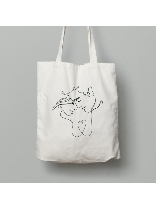 Екосумка шопер з бавовни 38х40см з романтичним принтом "Я тільки з тобою" (1272)