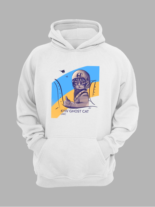 Худі з патріотичним принтом Українські киці "Київська примара" Від художниці Julia Pod (220336)