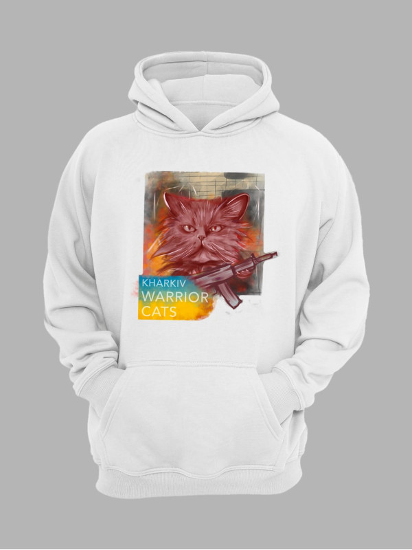 Худі з патріотичним принтом Українські киці "Харківський воїн" від художниці Julia Pod (220337)