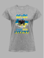 Футболка женская с принтом "AC/DC - Stand With Ukraine" (22042118)