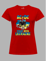 Футболка женская с принтом "AC/DC - Stand With Ukraine" (22042118)