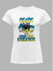 Футболка жіноча з принтом "AC/DC - Stand With Ukraine" (22042118)