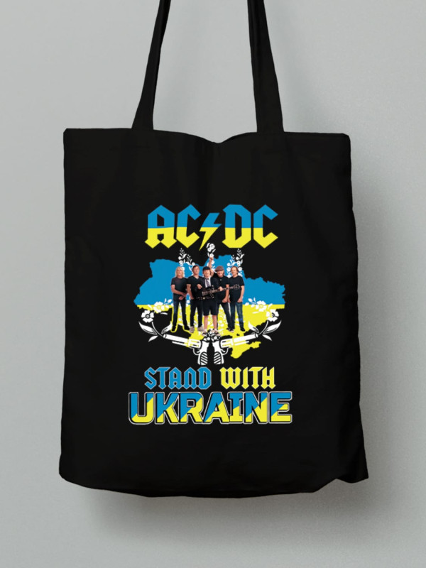 Экосумка из хлопка 38х40см с принтом с принтом "AC/DC - Stand With Ukraine" (22042118)