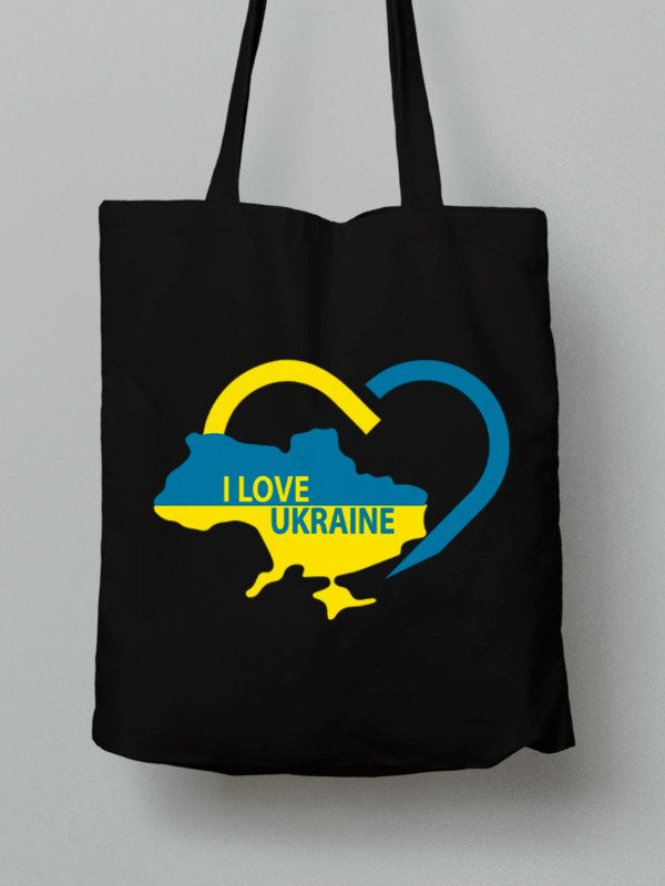 Экосумка из хлопка 38х40см с принтом "I Love Ukraine" (22042131)
