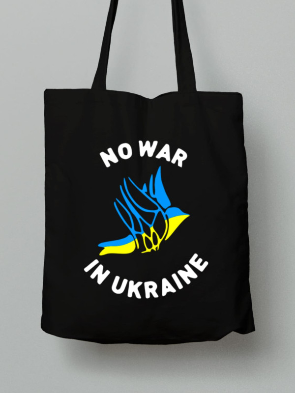 Экосумка из хлопка 38х40см с принтом "No War In Ukraine" (22042148)