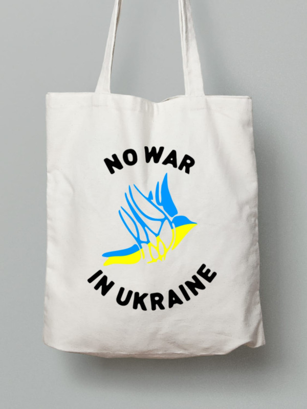 Экосумка из хлопка 38х40см с принтом "No War In Ukraine" (22042148)