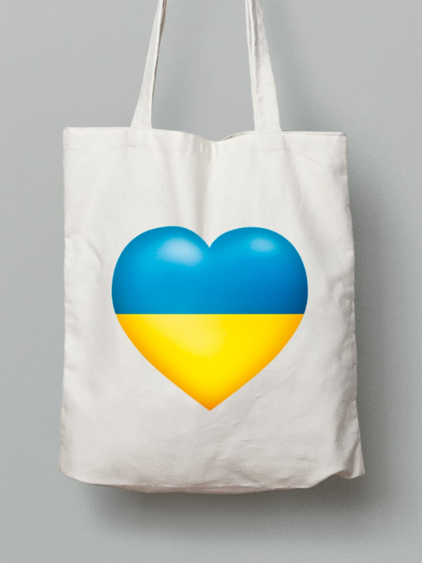 Экосумка из хлопка 38х40см с принтом "Heart With Ukraine" (22042150)