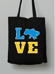 Экосумка из хлопка 38х40см с принтом "Love Ukraine" (220608)
