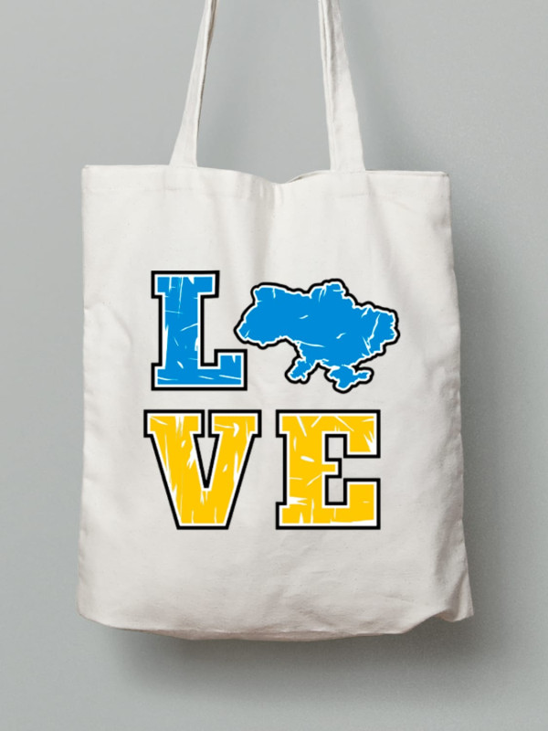 Екосумка з бавовни 38х40см з принтом "Love Ukraine" (220608)