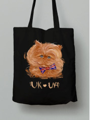 Экосумка из хлопка 38х40см с принтом Украинские коты "UK Love UA" (220617)