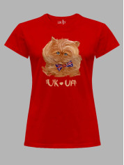 Футболка женская с принтом Украинские коты "UK Love UA" (220617)